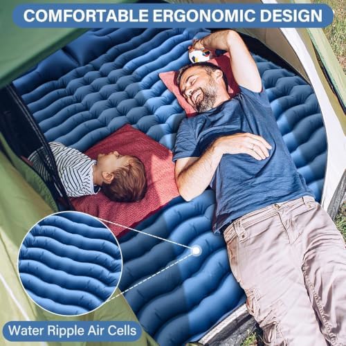 Yuzonc Double Camping Sleeping Pad with Built-in Foot Pump and Pillows – Ultralight Inflatable Sleeping Mat for 2 Person, Compact Air Mattress for Backpacking Hiking Tent Camping, Portable Outdoor - Image 4
