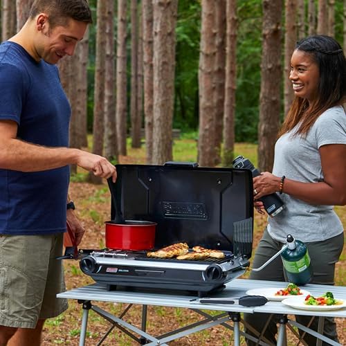 Coleman Tabletop 2-in-1 Camping Grill/Stove, 2-Burner Propane Grill & Stove with Adjustable Burners & 20,000 BTUs of Power, Great for Camping, Tailgating, Grilling - Image 4