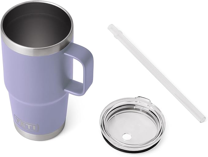 YETI Rambler 25 oz Tumbler with Handle and Straw Lid, Travel Mug Water Tumbler, Vacuum Insulated Cup with Handle, Stainless Steel, Cosmic Lilac - Image 4