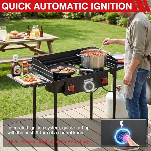 Bestfire 2 Burner Propane Stove, 150,000 BTU High Pressure Camping Burner - Image 6