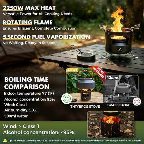 THTYBROS Alcohol Stove Set with Foldable Stand Camping Stove - Image 3