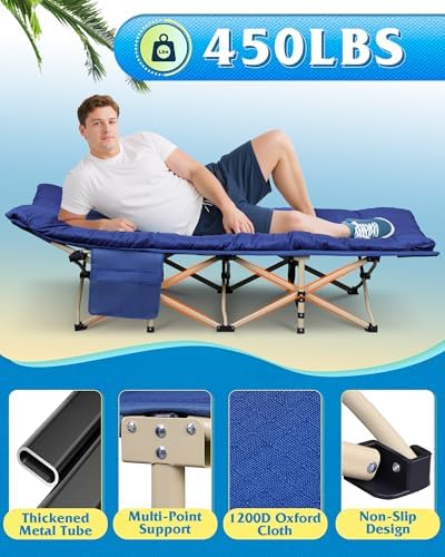 WLIVE 1200D Oxford Camping Cots with Washable Mattress for Adults - Image 3