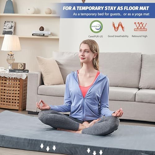 CYMULA Memory Foam Camping Mattress Pad, CertiPUR-US Sleeping Mat, Portable Roll Up Mattress for Adults, Camping Bed Pads for Sleepover, Car Bed with Travel Bag - Image 5
