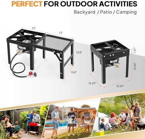ROVSUN Portable Propane Gas Stove with Foldable Side Rack, Single Burner Camp Stove Cooker for Outdoor Backyard Cooking, Camping, Tailgating, Canning, Turkey Frying & Seafood Boiling, Patent Pending - Image 6