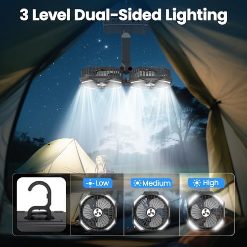 Dual Head Portable Rechargeable Fan 20000mAh Battery Powered Fan Cordless - Image 4