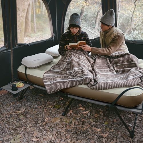 Naturehike Queen-Sized Airbed Cot Combo, Folding 2 Person Camping Cot with Air Mattress, Side Table and Wheeled Carry Bag, Camping Bed for Outdoor Camp Guests (Pump Not Included) - Image 2