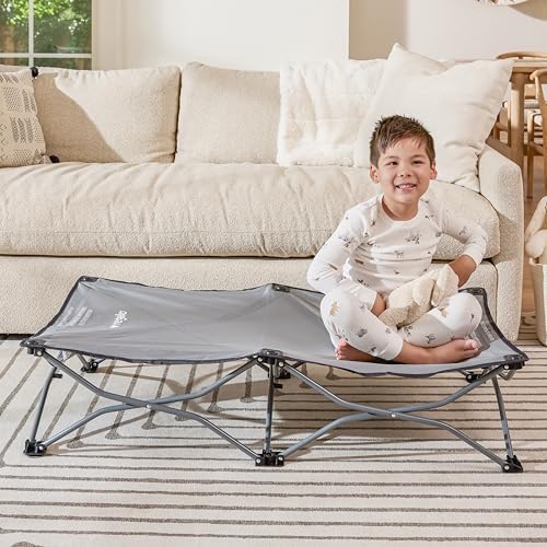 Regalo My Cot® Portable Toddler Bed, Foldable Kids Travel Bed & Camping Cot, Lightweight Sleeping Cot for Toddlers, Indoor/Outdoor, 46.5” x 24” x 9.5”, Gray - Image 2