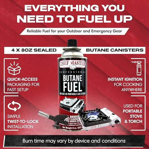 Chef Master Butane Fuel Canister, Camp Stove & Torch Refill, 8 oz, 24-Pack - Image 4