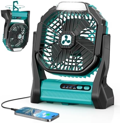 Portable Rechargeable Fan, 20000mAh Cordless Battery Powered Camping Fans by Unknown