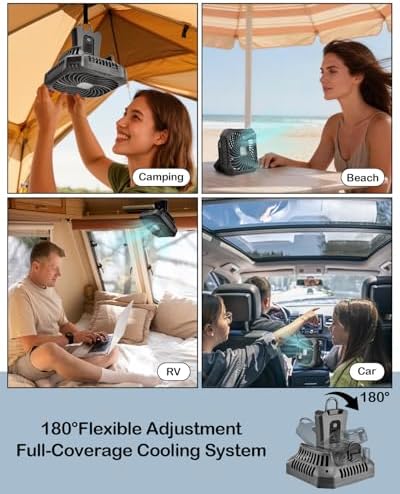 Odoland Camping Fan with LED Lantern, 40H Rechargeable Portable Tent Fan - Image 6