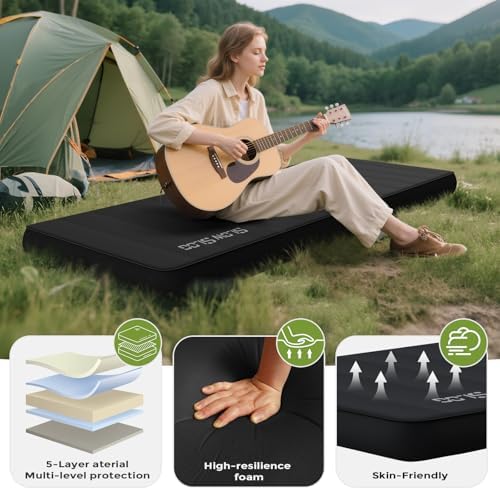 Self-Inflating Sleeping Mats for Camping 10cm Foam Sleeping Pad, Black - Image 2