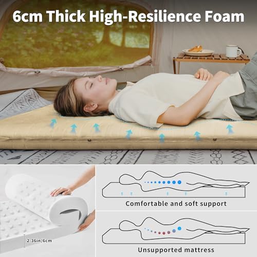 Naturehike Connectable Self Inflating Sleeping Pad, 2.36" Memory Foam Camping Pad, Backpacking Camping Mattress Pad for Tent, Travel, Car, Hammock - Image 2