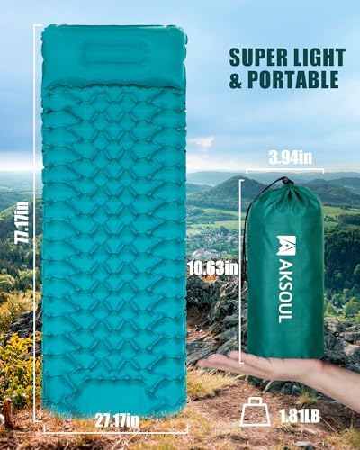 AKSOUL Camping Sleeping Pad with Pillow: Extra Thick 3.9 inch Ultralight Self Inflating Air Mat, Compact Lightweight Insulated Inflatable Sleep Mattress for Backpacking, Camp, Hiking, Tent - Image 6