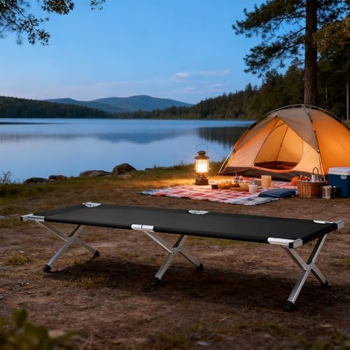 HOMSUPPLIE'S Folding Camping Cot,Outdoor Portable Camp Bed, Sleeping Cots with Carry Bag (Black) - Image 3