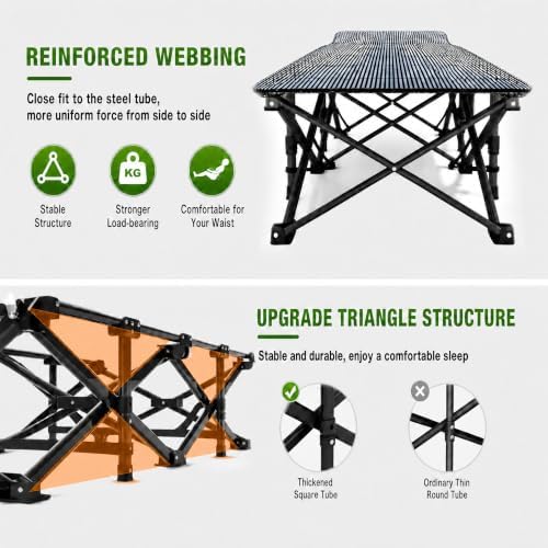 Aoran Camping Cot for Adults 28" Extra Wide,Portable Cot Bed with Mattress,Heavy Duty Camp Sleeping Bed for Camping,Travel,Home and Office Nap,Max Load 450 LBS - Image 7