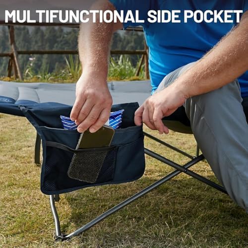 Timber Ridge 31.8" Extra Wide Camping Cot for Adult, Easy Set Up, Heavy Duty Oversized Sleeping Bed with Carry Bag for Camping, Travel and Outdoors, Support up to 450lbs, Blue, 2 Pack - Image 6