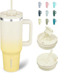 BJPKPK 40 oz Tumbler With Handle Insulated Tumblers With Lid And Straw Stainless Steel Thermal Cup,Lemon by BJPKPK
