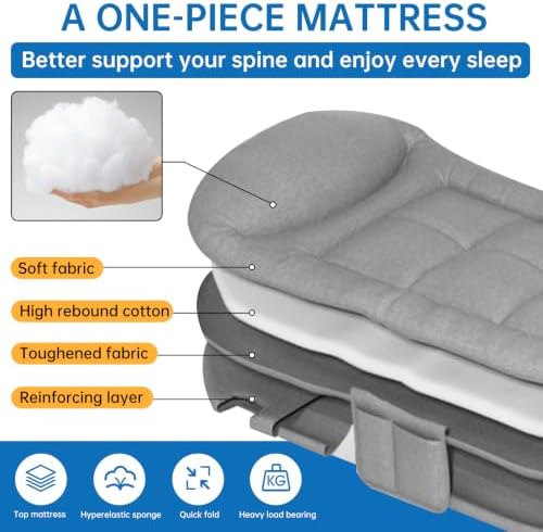 Adjustable Folding Camping Cot with Mattress(L''80in) - Image 5