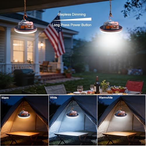 IODOO 10000mAh Rechargeable Camping Light with Remote , US Flag Print American Flag Light for Outdoor Camping Hiking Emergency Power Failure (30W(US Flag Style)) - Image 3