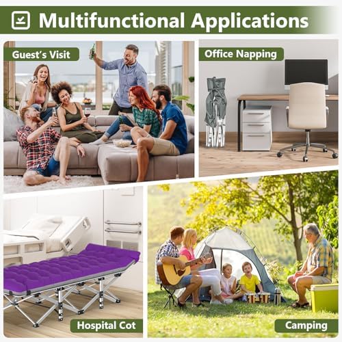 Slendor Folding Camping Cot with Mattress for Adults, 500lbs Portable Bed - Image 6