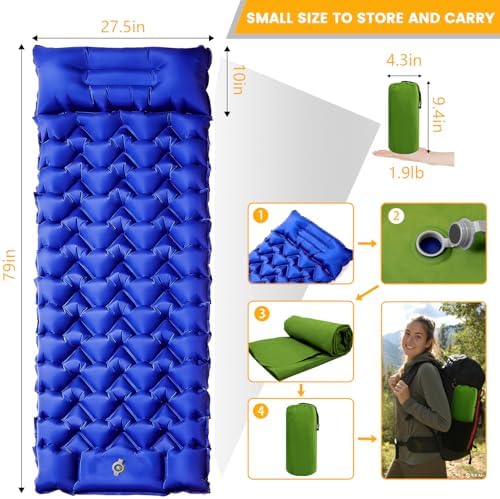 4-Inch Inflatable Camping Sleeping Pad with Foot Pump - Image 4