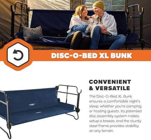 Disc-O-Bed Extra Large Portable Bunk Camping Cots with Carry Bags - Heavy-Duty Indoor or Outdoor Sleeping System, Converts to Bench or Separate Beds, 500 lb Weight Capacity Per Cot, Navy - Image 4