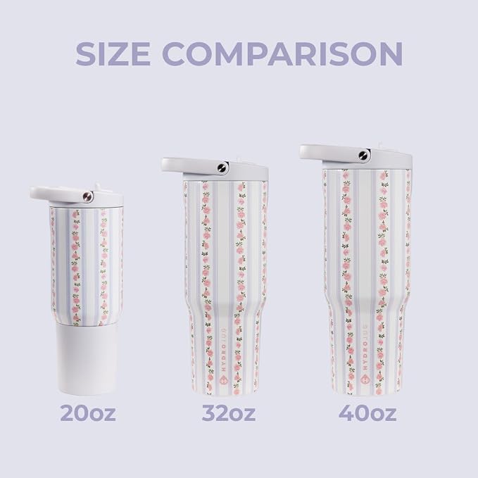 HydroJug Sport - Stainless Steel Tumbler with Straw, Vacuum Insulated, 40oz Leakproof Water Bottle, Ergonomic Design, Reusable, Dishwasher Safe, Rubber Base, Durable for Gym or Outdoors, Primrose - Image 4