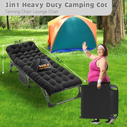 ABORON Extra Wide 28-Inch Folding Camping Cot for Adults with Mattress - Image 2