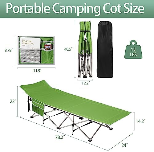 Portable Camping Cot with Mattress, Sleeping Bed,Single Lounge Chaise - Image 2