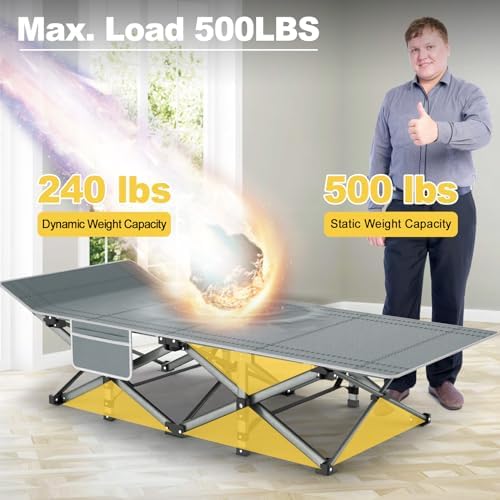 Slendor Folding Camping Cot with Mattress, 500lbs Max Load - Image 3