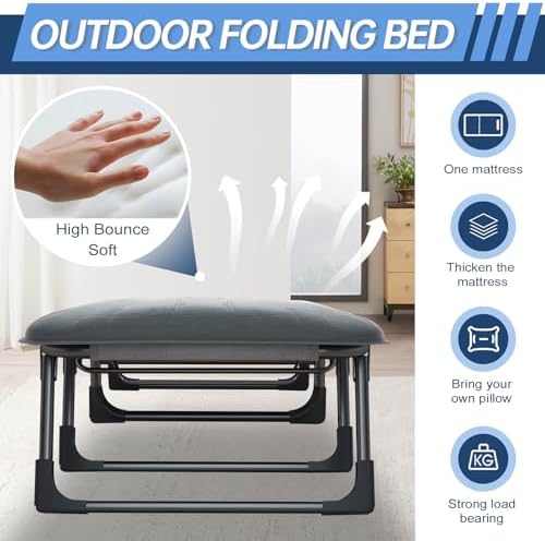 Adjustable Folding Camping Cot with Mattress(L''70in) - Image 5