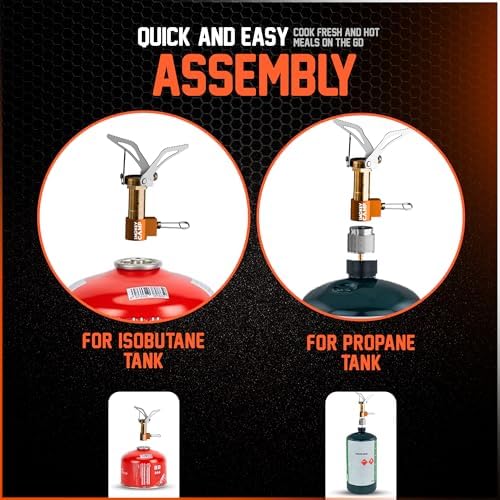 Mini 3000W Camping Stove, Ultralight Backpacking Camp Stove with a Carrying Case and an Additional Adapter, Compatable with Isobutane and Propane Tanks, Portable and Collapsible - Image 4