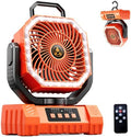 Camping Fan Rechargeable - 20000mAh Cordless Battery Powered Portable Fan with LED Lantern, Remote Auto Oscillating Wireless Fan USB Rechargeable Tent Fan for Travel Outdoor Cooling Car Home (Orange) by Unknown