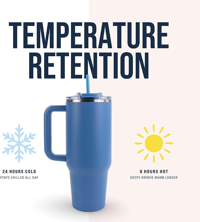 Hogg Big Swig 40 oz Tumbler with Handle and Straw - Steel Blue, 40oz Insulated Stainless Steel, Water Tumbler with Straw, Water Cup with Handle, Versatile Leak Proof Lid - Image 2