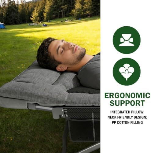 Mopaicot Camping Cot for Adults, Adjustable Headrest Folding Bed - Image 4