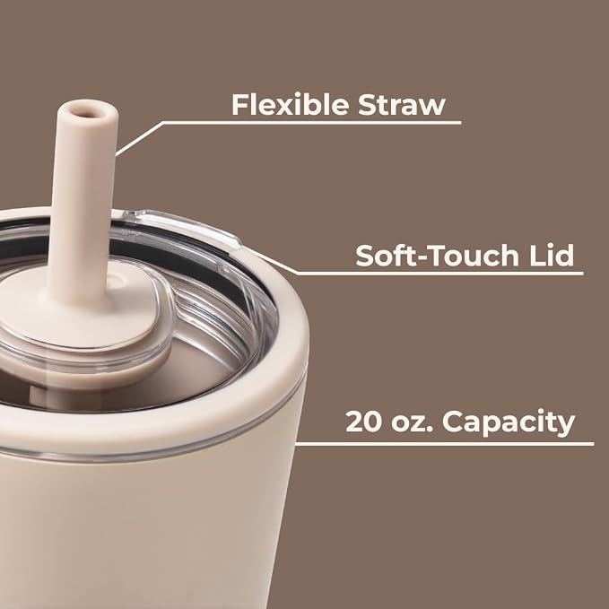 HydroJug Everyday Tumbler 20 oz – Ceramic-Lined Insulated Tumbler with Straw and Soft-Touch Lid, Cup Holder Friendly, Double-Wall Vacuum Insulation, Reusable Travel Cup – Dune - Image 4