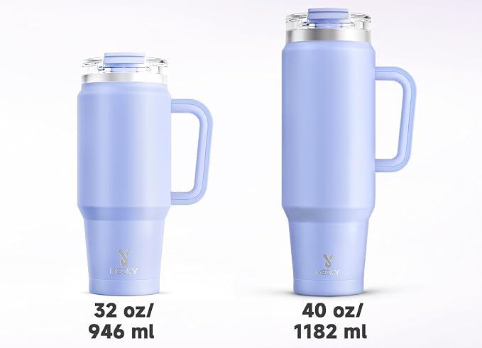 Meoky 40 oz Tumbler with Handle and Straw, Insulated Tumbler with Lid and Straw, Stainless Steel Travel Mug, Keeps Cold for 34 Hours, 100% Leak Proof, Fits in Car Cup Holder (Lilac) - Image 8