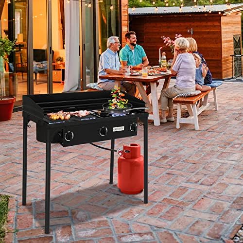 ROVSUN 3 Burner Outdoor Propane Gas Stove with Windpanel, Carrying Bag & Regulator, 225,000 BTU Stand Cooker for Backyard Cooking Camping Home Brewing Canning Turkey Frying - Image 7