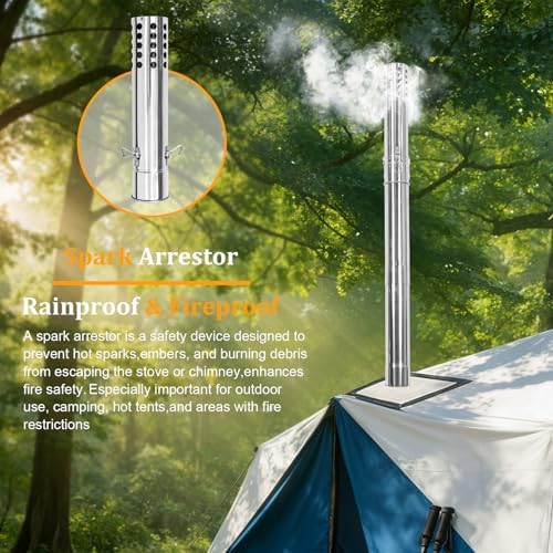 unho Stainless Hot Tent Stove： Prevent rusting 15in with 6 Chimney Pipes - Image 6
