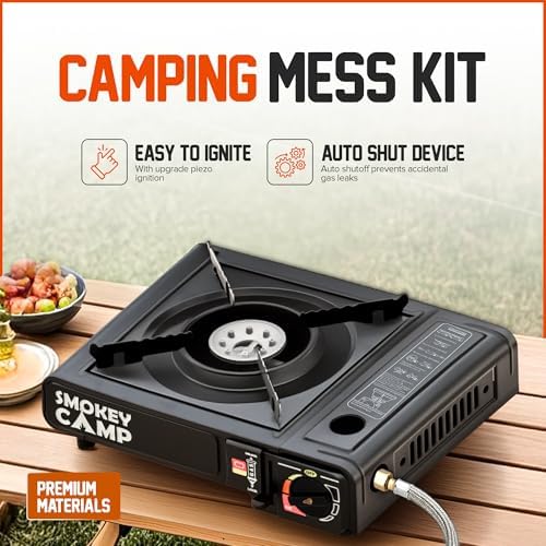 Portable Camping Stove, 3000W Dual Fuel Butane & Propane Gas Stove, Automatic Ignition, Adjustable Flame Control, Compact Backpacking Stove for Camping & Outdoor Cooking (with Adapter Pipe) - Image 6