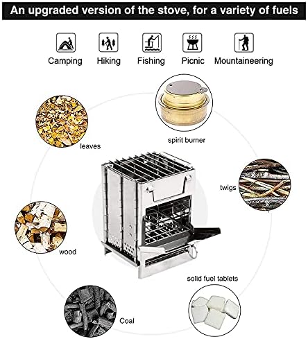 REDCAMP Wood Burning Folding Camp Stove Stainless Steel Grill, Portable Collapsible Backpacking Stove Survival Rocket Stove for Hiking Outdoor Tent Camping Picnic BBQ, Samll - Image 3