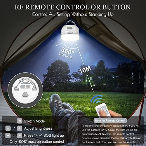 Sinvitron LED Camping Lantern Rechargeable with Remote Control - 1000LM 150H Runtime Tent Light, 5200mAh Water-Resistant Emergency Light for Hurricane Power Outages, Hiking Home - Image 2