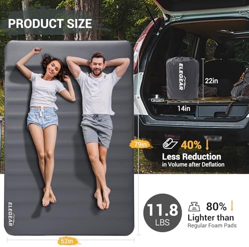 Elegear Air & Foam Camping Mattress 4" Built-in Electric Pump (Grey, Full) - Image 7