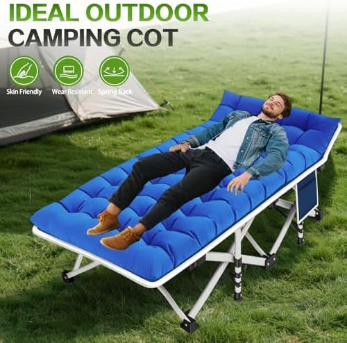 COLMERD Camping Cot with Comfortable Pad, Sleeping Cots for Adults - Image 2