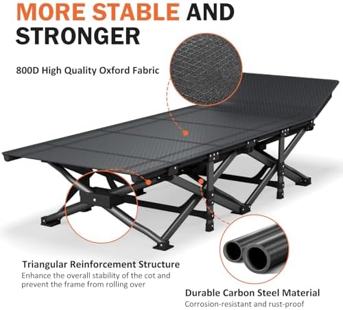 ATORPOK Camping Cot for Adults with Comfortable Cushion, Folding Bed - Image 4