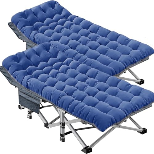 DoCred Oversized XXL Folding Camping Cot with Mattress, 2 Pack 32" Wide Cot by DoCred