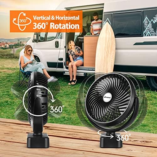 AMACOOL 10000mAh Battery Operated Camping Fan with LED Light-7 inch - Image 5