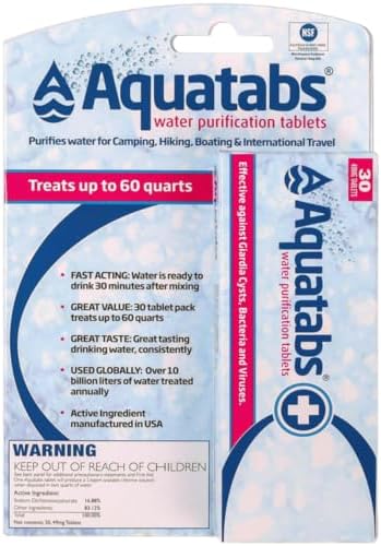 Aquatabs 49mg Water Purification Tablets, 30 Pack, EPA & NSF Certified by AquatabsWaterPurification