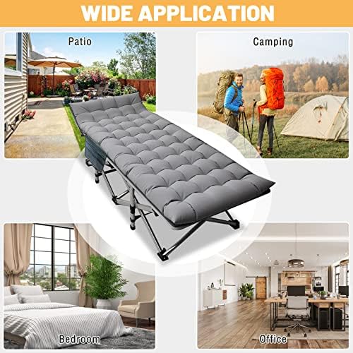 DoCred Folding Camping Cot with Mattress, 2 Pack Heavy Duty Folding Cot - Image 6
