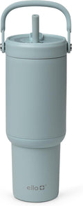 Ello Oasis Go+ 26oz Tumbler with Top Handle and Retracting Straw | Reusable Insulated Stainless Steel Cup, 100% Leakproof Water Bottle, 24 Hours Cold, Cup Holder Friendly For Travel | Salt Water by Ello